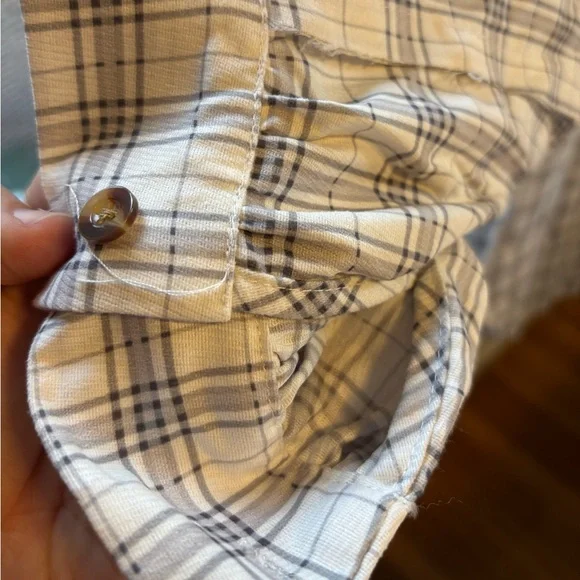 White and Gray Plaid Button Down Shirt 3X Overstitch Style. NWOT - Picture 2 of 5